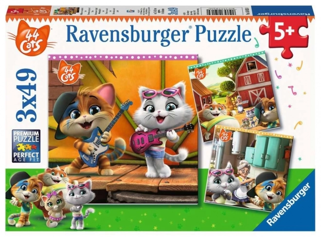 Puzzle Benvenuti a 44 Gatti RAVENSBURGER 3x49 pezzi