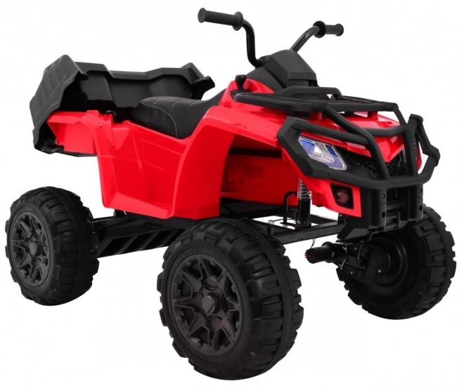 Quad XL ATV 2,4GHz a batteria per bambini Rosso + telecomando + trazione 4x4 + portapacchi + avviamento gratuito + EVA + LED audio