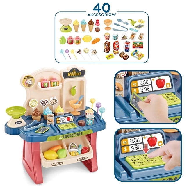 Supermercato con carrello della spesa per bambini