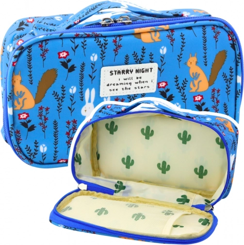 Astuccio scolastico con organizer e tasca blu 21,5cm