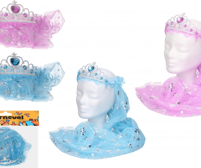 Cerchietto da carnevale con velo – mix di colori