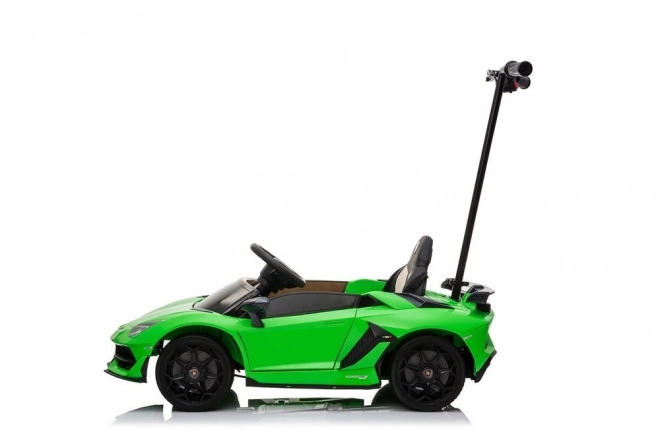 Auto elettrica per bambini Lamborghini Aventador verde con piattaforma