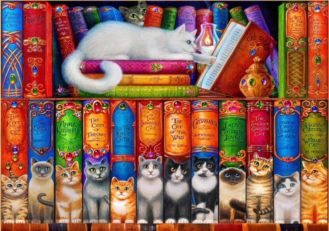 Puzzle Gatti nella Biblioteca 1000 Pezzi