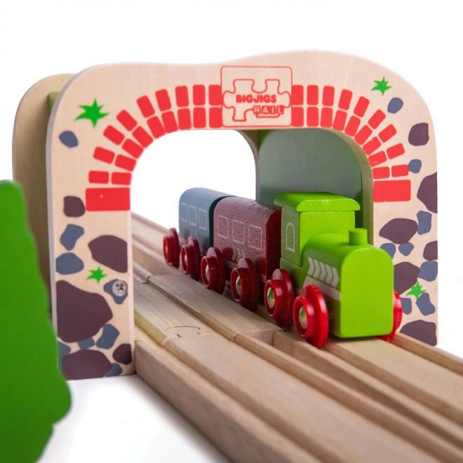 Tunnel ferroviario doppio di mattoni rossi Bigjigs Rail