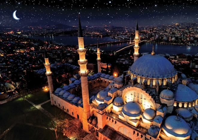 Puzzle al neon moschea blu 1000 pezzi