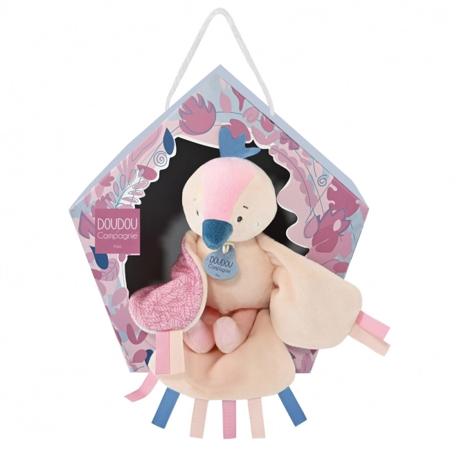 Giocattolo musicale uccellino rosa Doudou in confezione regalo