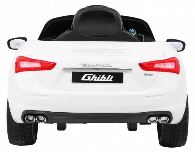 Maserati Ghibli batteria per bambini Bianco + Telecomando + Avvio lento + EVA + MP3 USB + LED