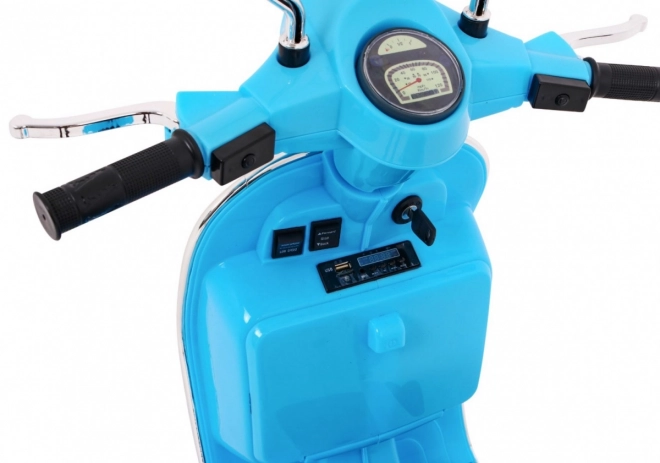 Scoter elettrico per bambini Vespa con ruote ausiliarie e audio