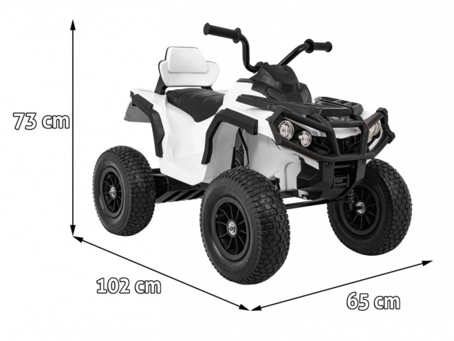 Batteria ATV Air Quad Bianco per Bambini + Ruote Gonfiabili + Radio MP3 + Avviamento Gratuito