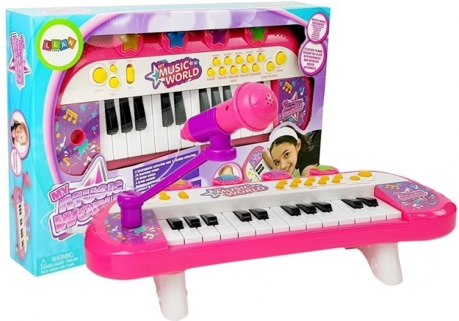 Tastiera Bambini con Microfono Rosa 24 Tasti USB