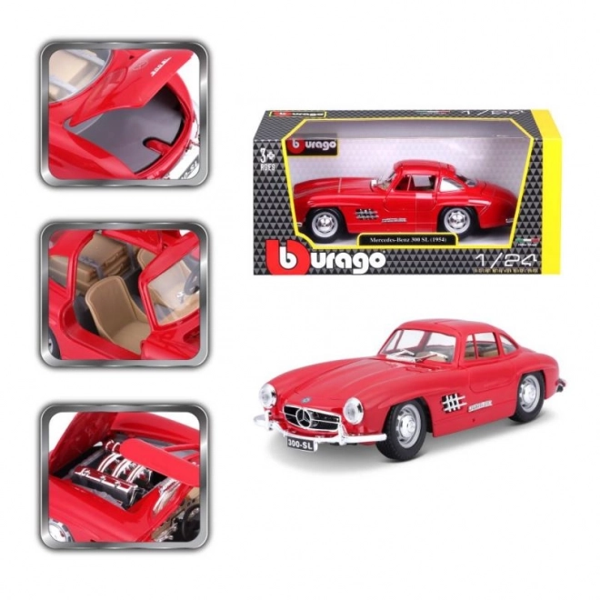 Modellino di Auto Mercedes-Benz 300SL Rosso in Scala 1:24