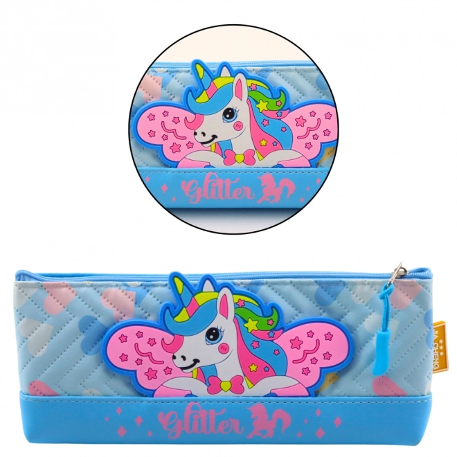 Astuccio scuola unicorno blu