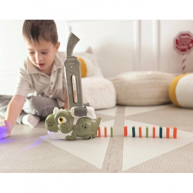 Trenino Elettrico con Blocchi Domino Dinosauro Verde