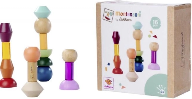 Blocchi impilabili Montessori – set di costruzione geometrico in legno