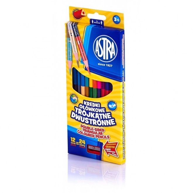 ASTRA Pastelli Triangolari Bicolore 12 pz, 24 colori