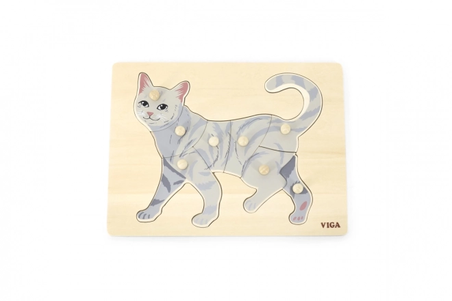 Puzzle sensoriale in legno - Gatto