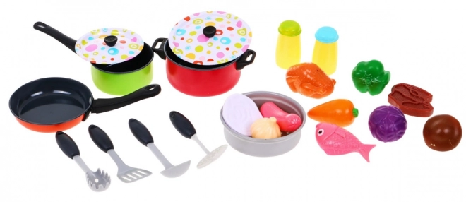 Colorato set da cucina per bambini 3+ pentole e cibo giocattolo