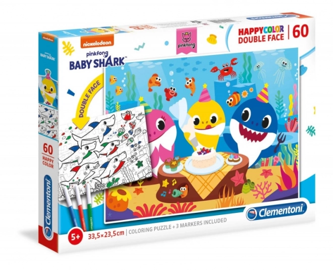 Puzzle doppio Baby Shark da colorare