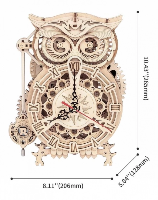 Puzzle 3D in legno Robotime Rokr Orologio da tavolo con timer Gufo 161 pezzi