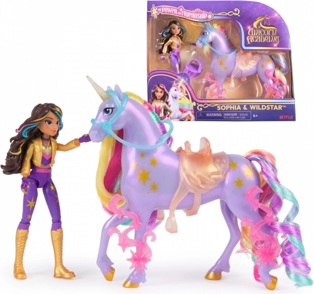 Set di figure dell'Accademia degli Unicorni Bamboline Sophia/Gwiazda