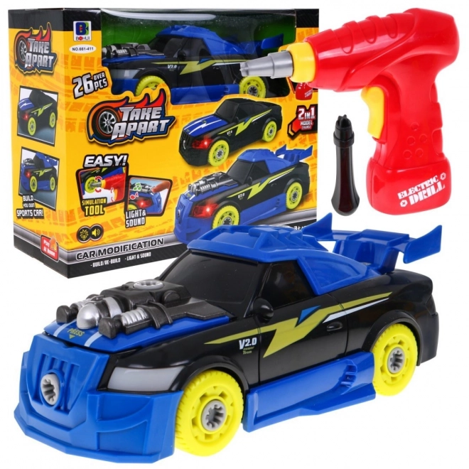 Auto Sportivo Assemblabile 2 in 1 per Bambini con Trapano Elettrico