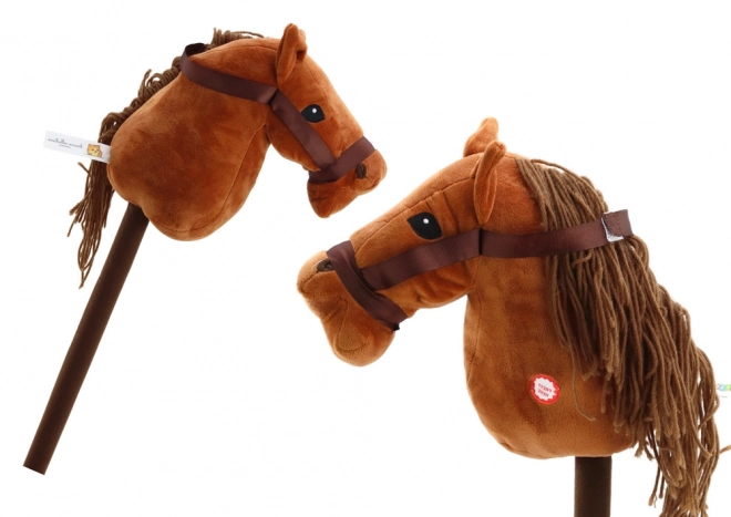 Cavallo Di Peluche Con Bastone Hobby Horse Marrone Con Suoni