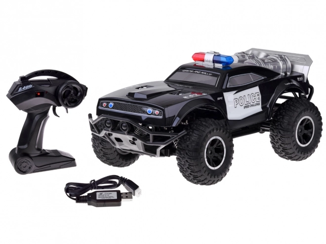 Grande camioncino mostro dirigibile POLIZIA illuminazione telecomando RC0626