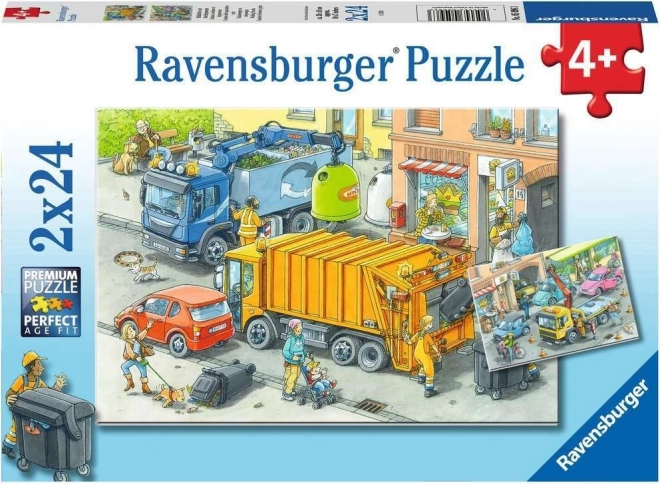 Puzzle RAVENSBURGER camion dei rifiuti e carro attrezzi