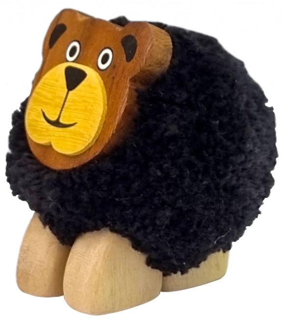 Figurina Di Legno XL Orso Con Pon Pon