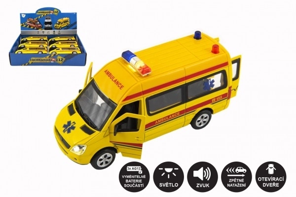 Auto ambulanza giocattolo metallo/plastica 15 cm con luce e suono