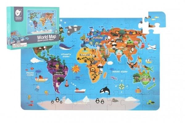 Puzzle Mappa del Mondo 48 Pezzi