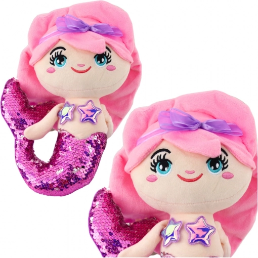 Sirena di peluche con coda di paillettes 28 cm