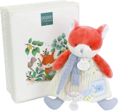 Set regalo Volpe di peluche Romarin con supporto per ciuccio