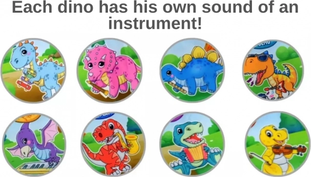 Tappetino Musicale Dinusie XXL 2in1 con pianoforte e 8 melodie 110 cm