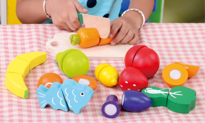 Set di frutta e verdura in legno da taglio EcoToys