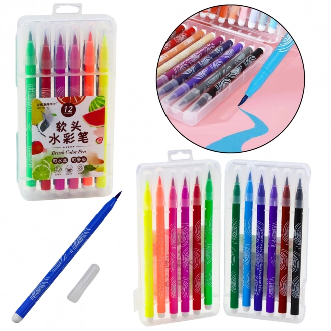 Pennarelli Acquerellabili Con Organizer Set 12 Pezzi
