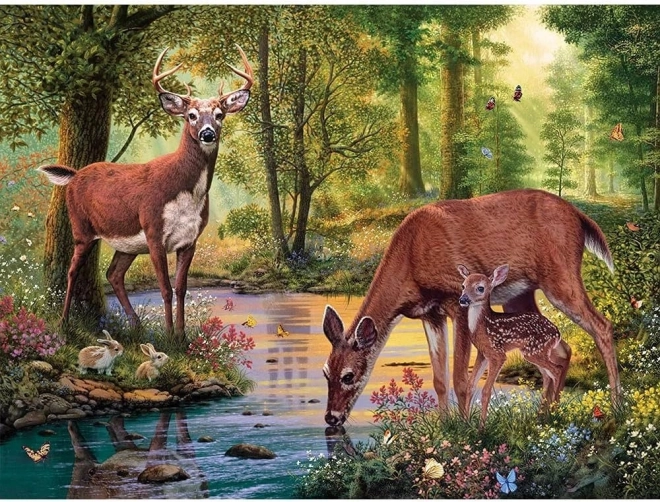 Pittura diamantata cervo presso il ruscello 30 × 40 cm