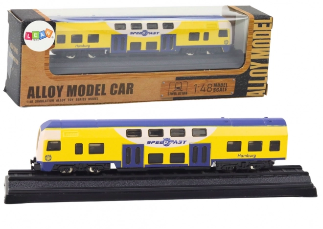Modello Treno Collezionabile Giallo-Blu 1:48 in Metallo