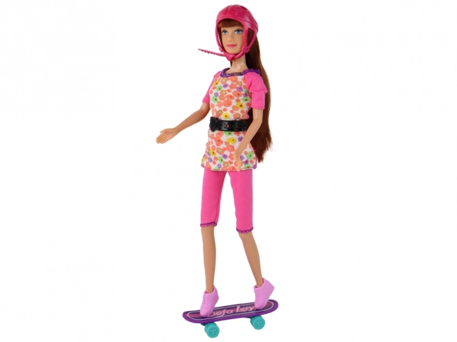 Set di bambole con scooter rosa e skateboard Lucy