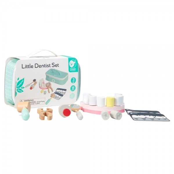 Set da dentista in legno 18 pezzi con borsa in tessuto