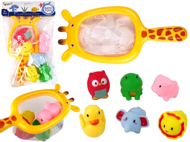 Set da bagno animali gommosi con rete giraffa