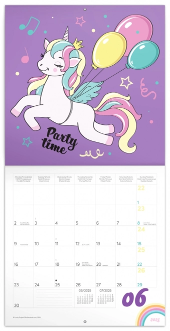 Calendario per appunti Unicorni Felici 2025