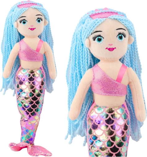 Sirenetta di peluche con coda olografica rosa-blu 48 cm