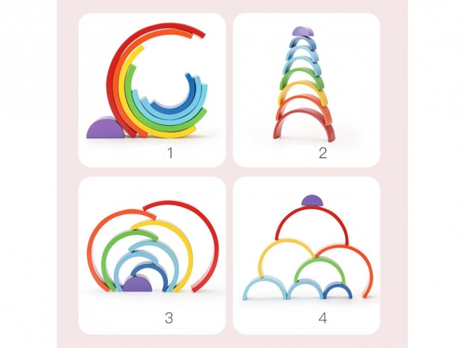 Puzzle Educativo in Legno Montessori Arcobaleno Colorato