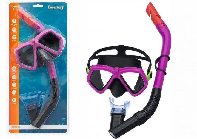 Set da immersione rosa con maschera e boccaglio