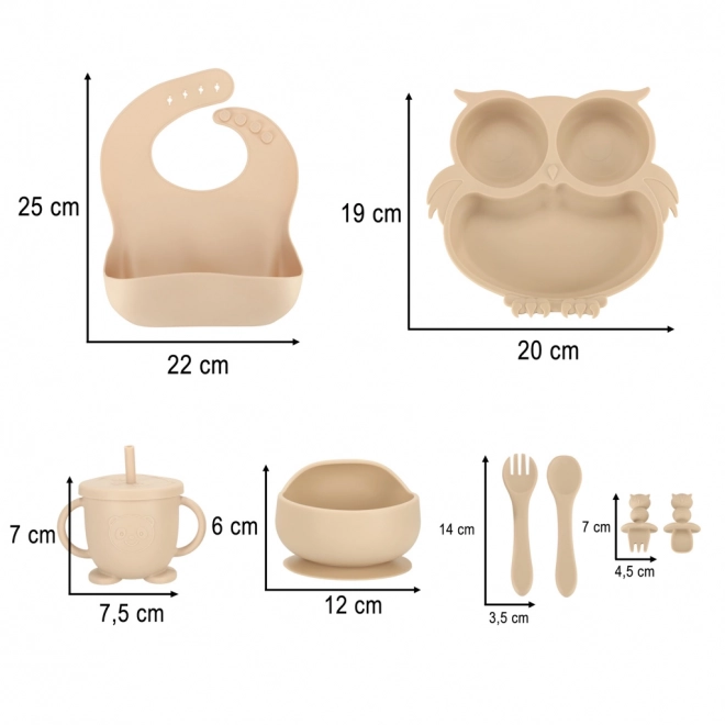 Set pasto in silicone per bambini con gufo