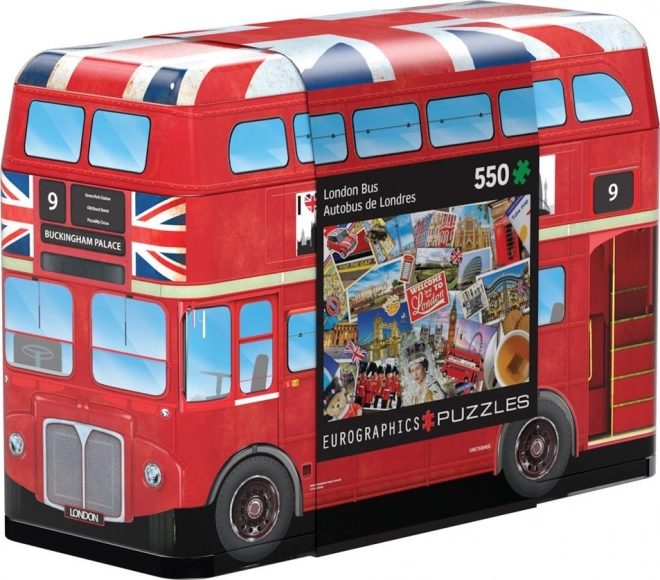 Puzzle autobus di Londra in scatola di metallo