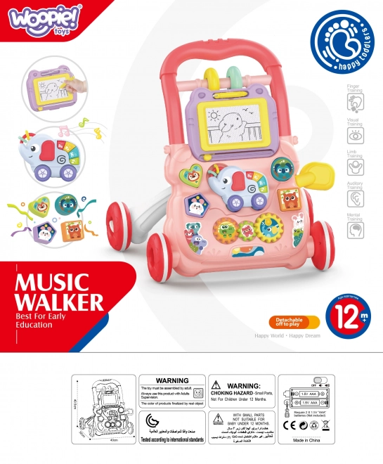 Girello interattivo musicale con lavagna magica Woopie Baby