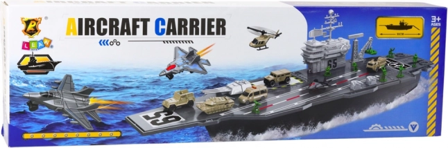 Grande portaerei militare con carri armati e aerei 70cm