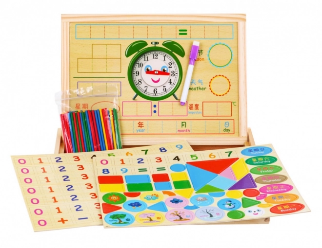 Lavagna Magnetica in Legno per Bambini con Accessori Educativi